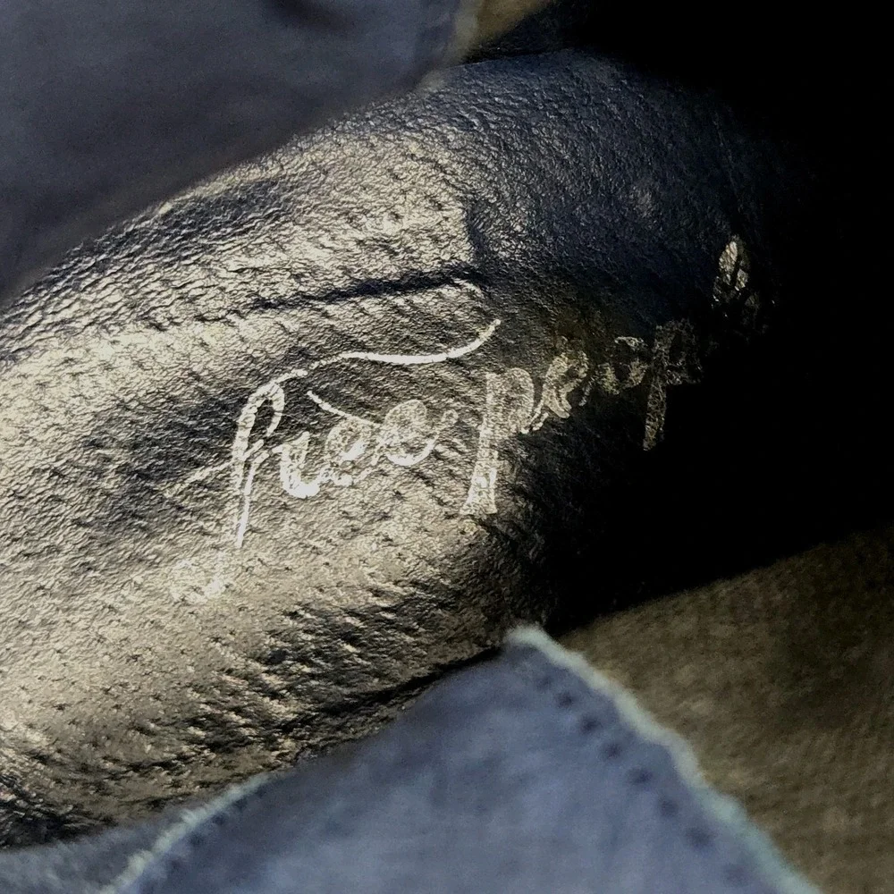 Free People Callow Tall Boot Blue Distressed Blue Suede‎ Sz 38 EU 7 US Back Zip